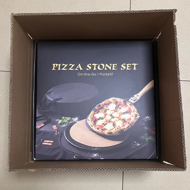 Bulk packed custom pizza stone set printed boxes inside export corrugated carton, mass shipment wholesale kitchen packaging.jpg