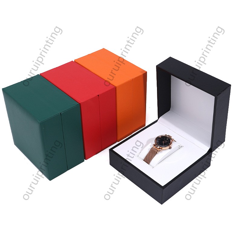 Luxury Square PU Leather Watch Box Wholesale Flip Single Wristwatch Gift Packaging Box Custom Logo For Brand Watch Business Gift