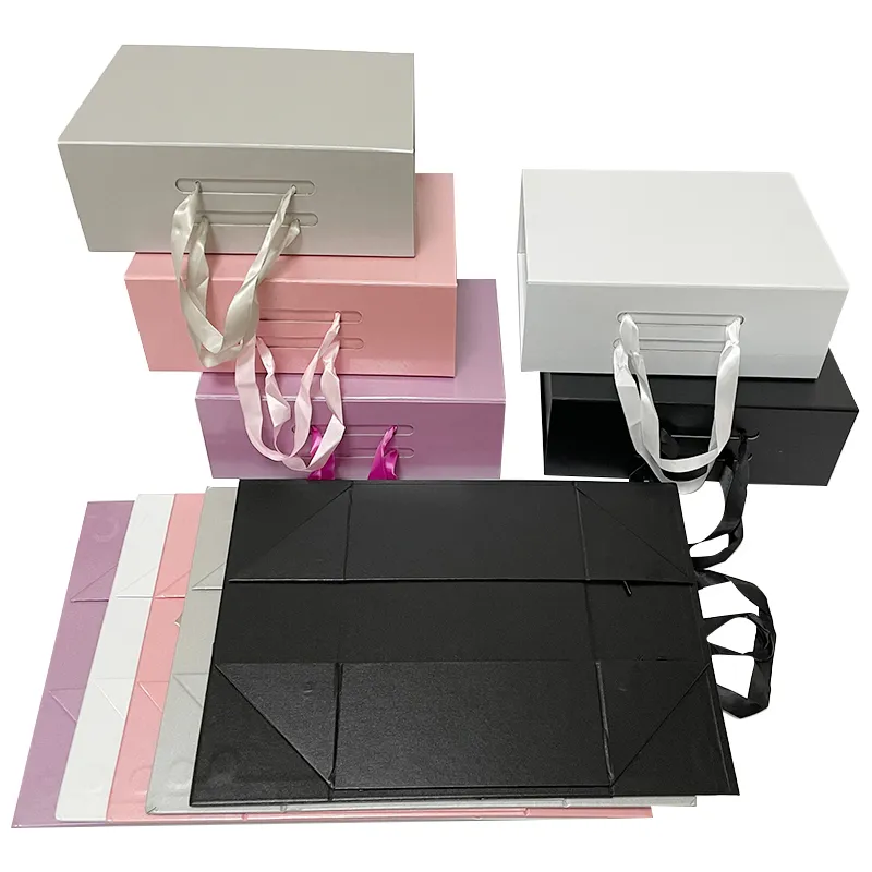 Open light purple foldable gift box with empty inner space.webp
