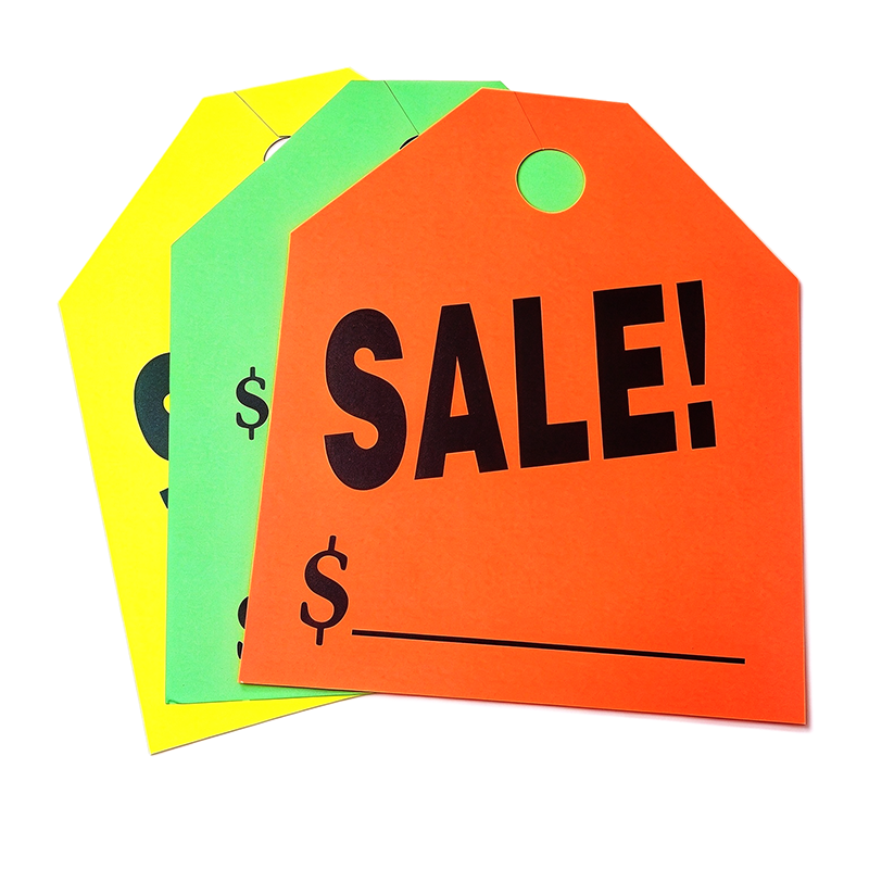 Car Mirror Hang Tags Jumbo Fluorescent 50 per Pack Sale, Fluorescent Orange