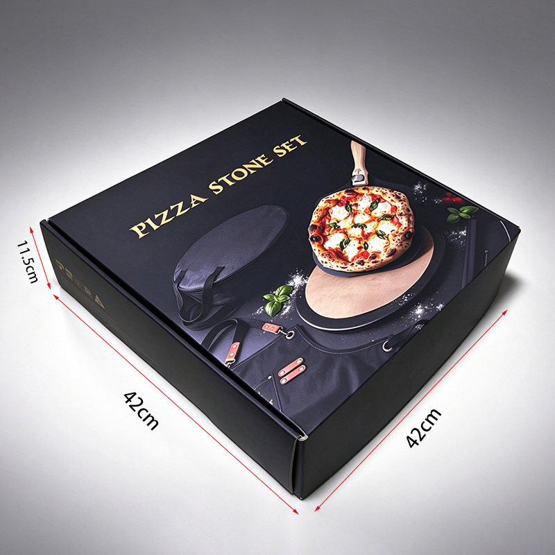 Custom Full Color Printed Pizza Stone Set Packaging Box, 42x42x11.5cm Corrugated Mailer Box, Custom Logo Cooking Kit Gift Box Wholesale