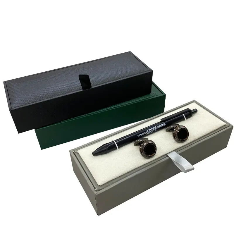 PU Leather Pen and Cufflinks Rigid Storage Box, Custom Business Accessory Case
