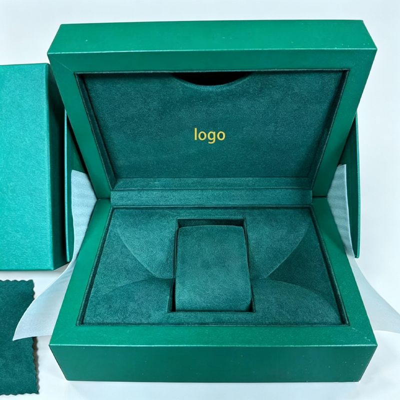 Custom Logo Watch Box with Suede Lining and Cleaning Cloth