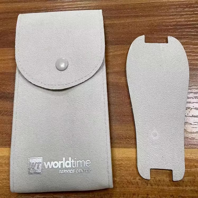 Custom Logo Microfiber Suede Watch Pouch Luxury Snap Closure Watch Storage Bag With Insert Pad