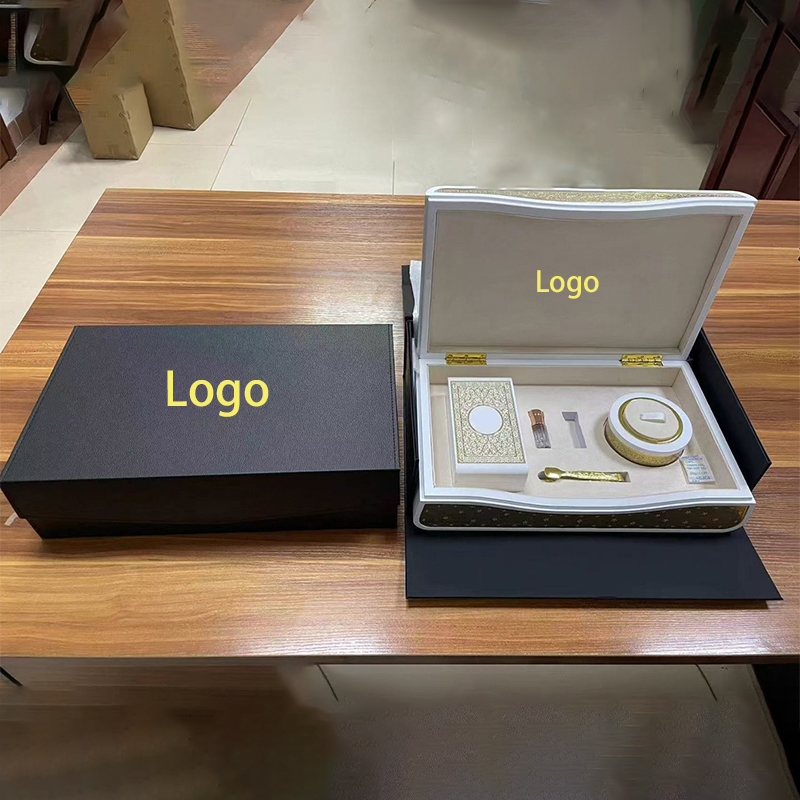 Luxury PU Leather Perfume Gift Box Custom Logo Flip Top Arabic Fragrance Packaging Box Multi Slot Insert Cosmetic Gift Storage Case