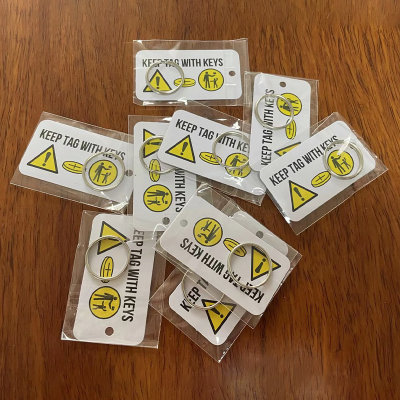 Custom Car Key Warning Hang Tags | Button Battery Safety Warning Tags