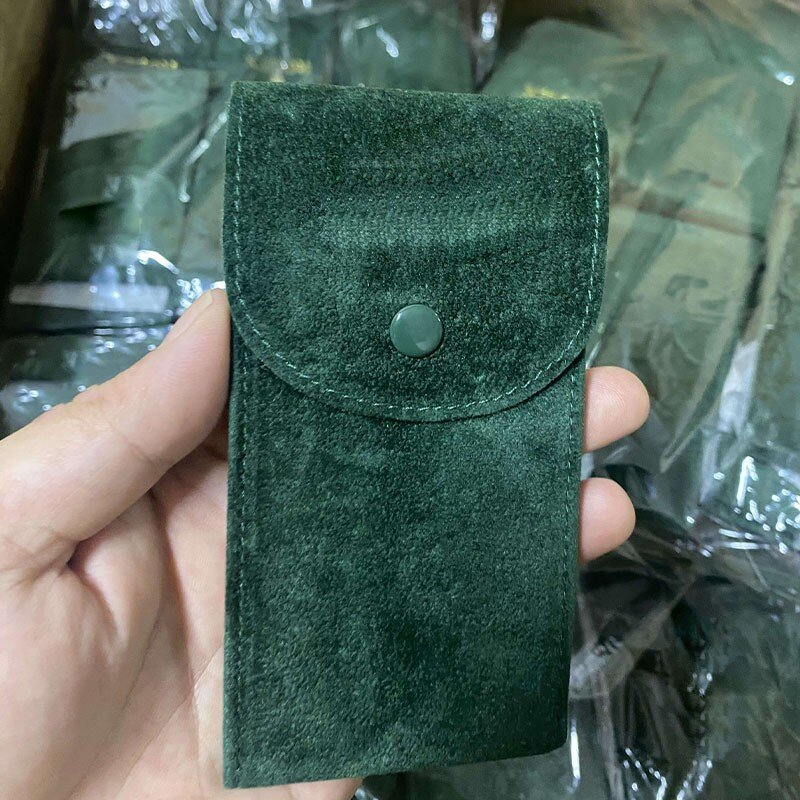 Sample green microfiber suede watch travel pouch with snap button.jpg