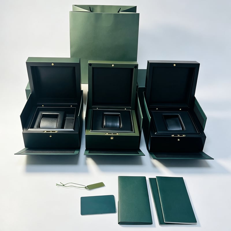 Luxury Green Wooden Single Watch Box, Custom Logo Watch Presentation Box with Full Gift Packaging Set