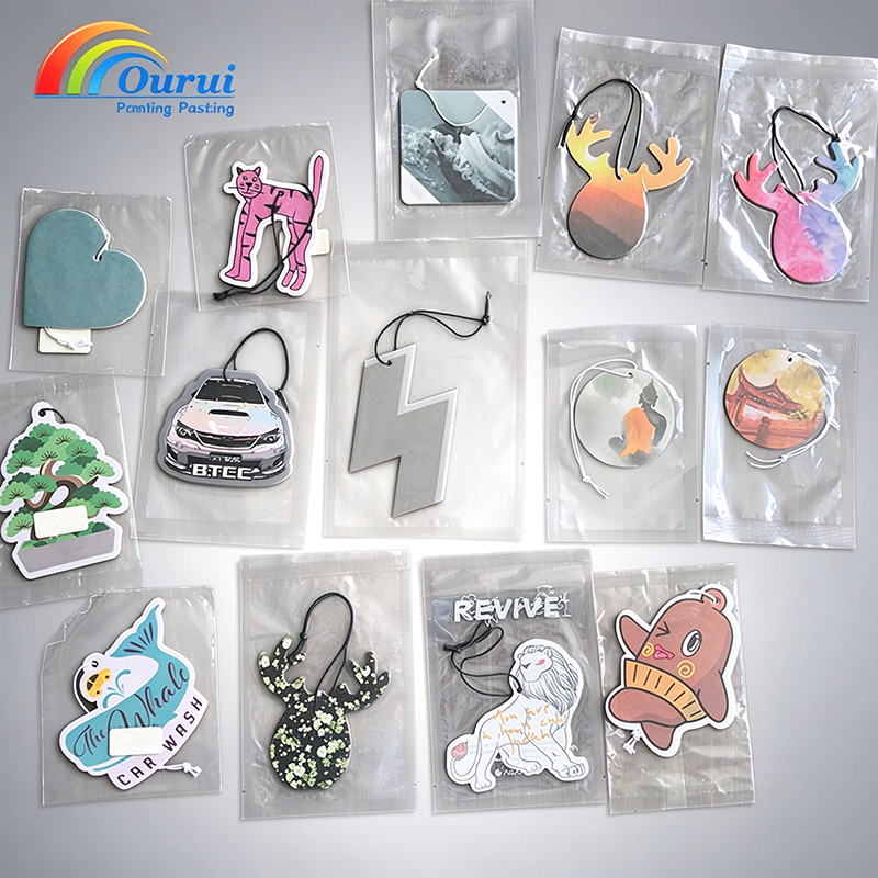 Assorted custom shaped hanging car air fresheners, various cartoon art printed paper air freshener collection(2f98375579).png