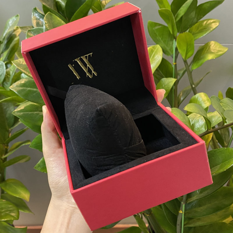 Luxury Red Watch Gift Box - Black Velvet Lined Single Watch Storage Case with Logo