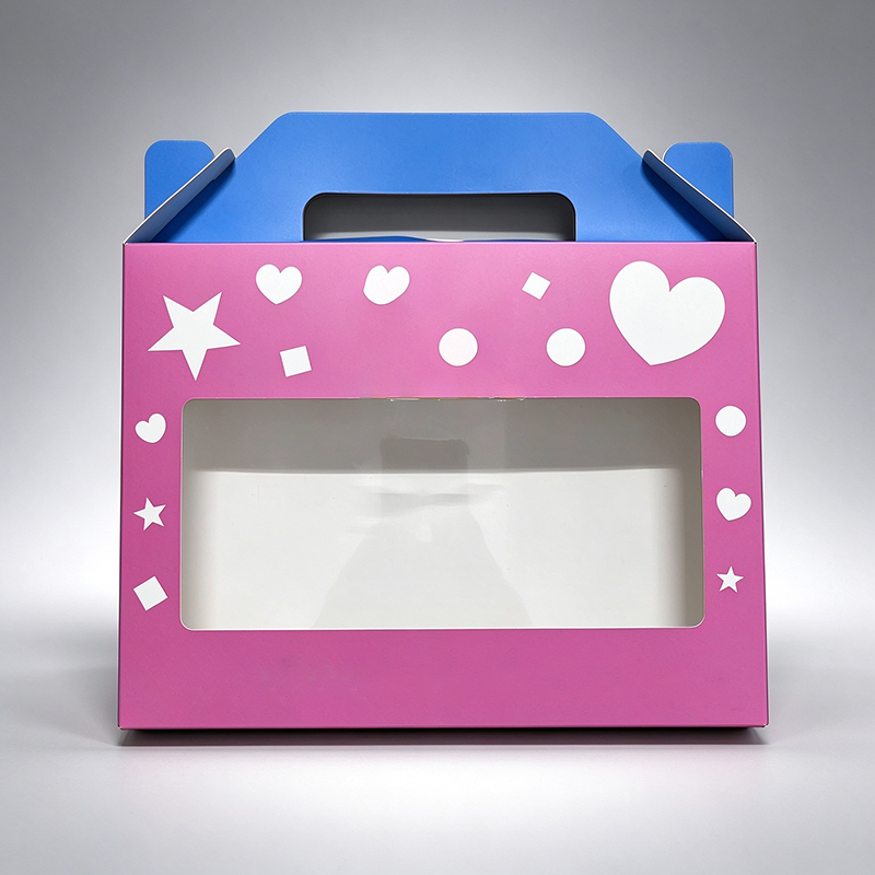 Custom Printed Gable Cookie Box With Clear PVC Window, Handle Treat Bakery Gift Box, Custom Size & Logo, MOQ 500