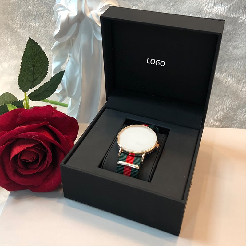 High End Luxury Watch Packaging Box Custom Printing Logo Black Hard Paper Flip Box With Soft Foam Pillow For Wristwatch Gift Packing