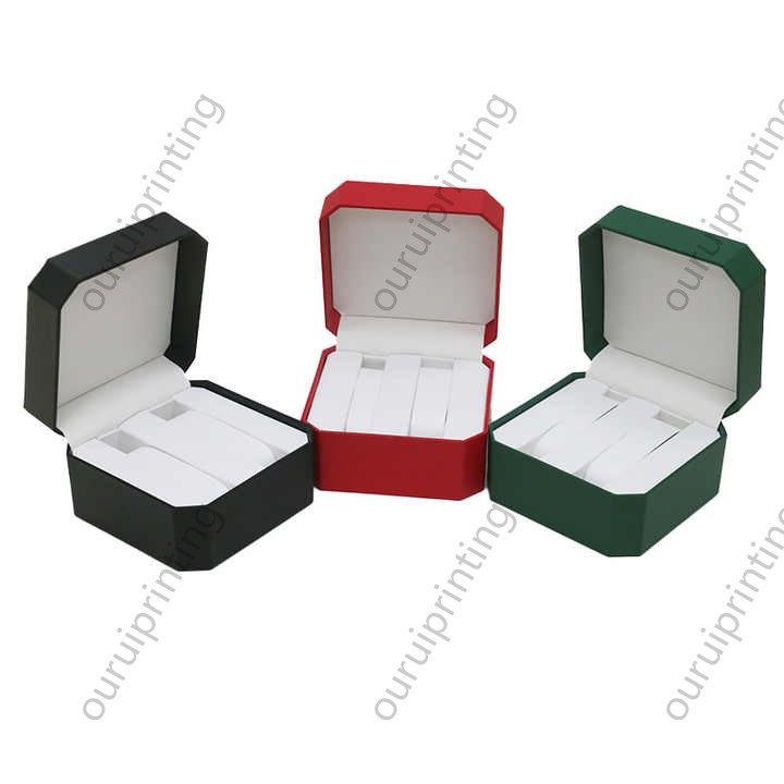 Octagonal PU Leather Couple Watch Box Wholesale Flip Double Watch Gift Box Custom Logo Wristwatch Packaging Box For Valentine Gift