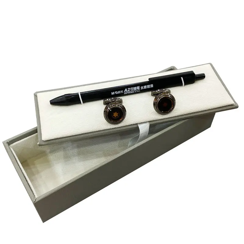 PU Leather Pen and Cufflinks Rigid Storage Box, Custom Business Accessory Case
