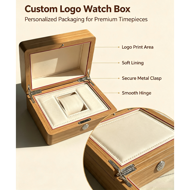 glossy wooden single watch box custom logo luxury wristwatch storage box beige leather lining metal clasp watch presentation gift box-2