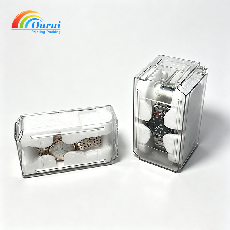 Clear Acrylic Watch Transport Box with Custom EPE Foam Insert