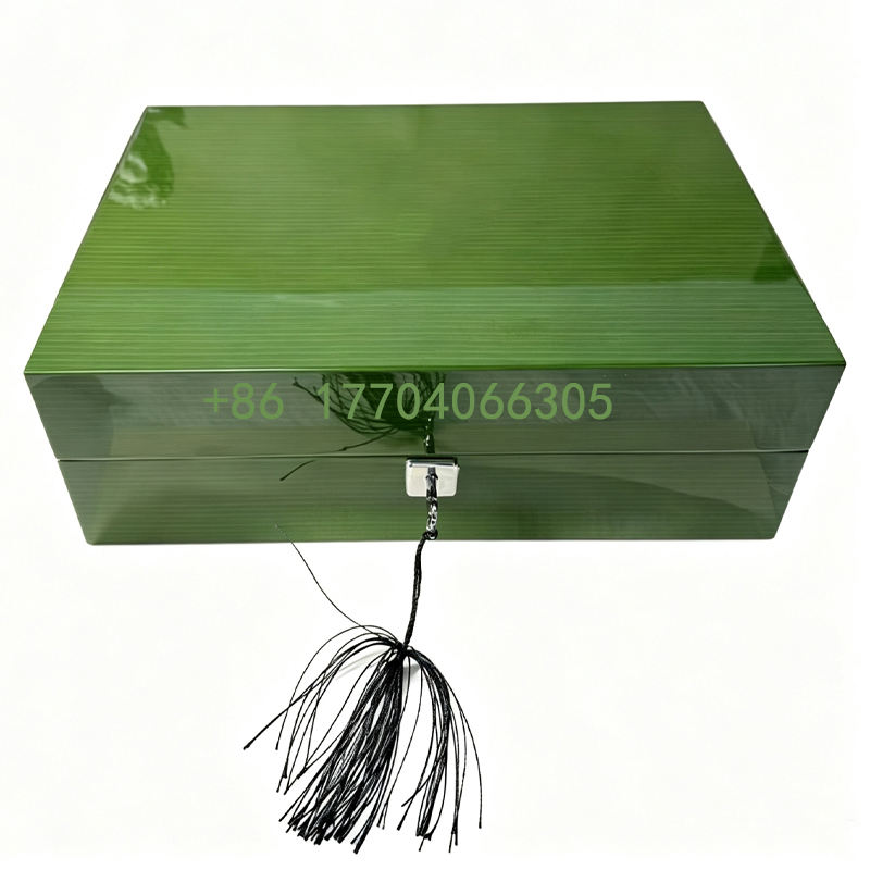 Green Wooden Watch Box 10 Slots, Piano Finish Solid Wood Watch Storage Case With Lock, Velvet Interior Watch Display Box For Men Watch Collection