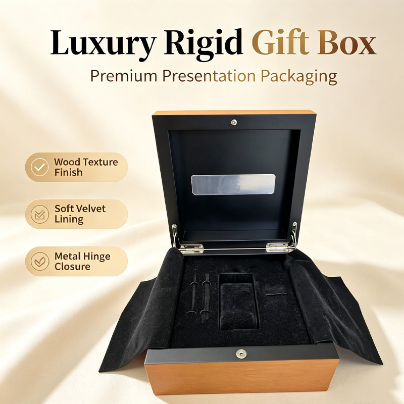 Two-Tone Wooden Watch Gift Box Luxury Hard Watch Packaging Box With Velvet Lining Metal Hinge Custom Logo Single Wristwatch Storage Box