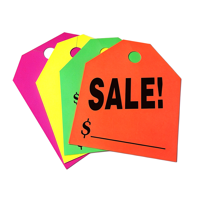 Car Mirror Hang Tags Jumbo Fluorescent 50 per Pack Sale, Fluorescent Orange