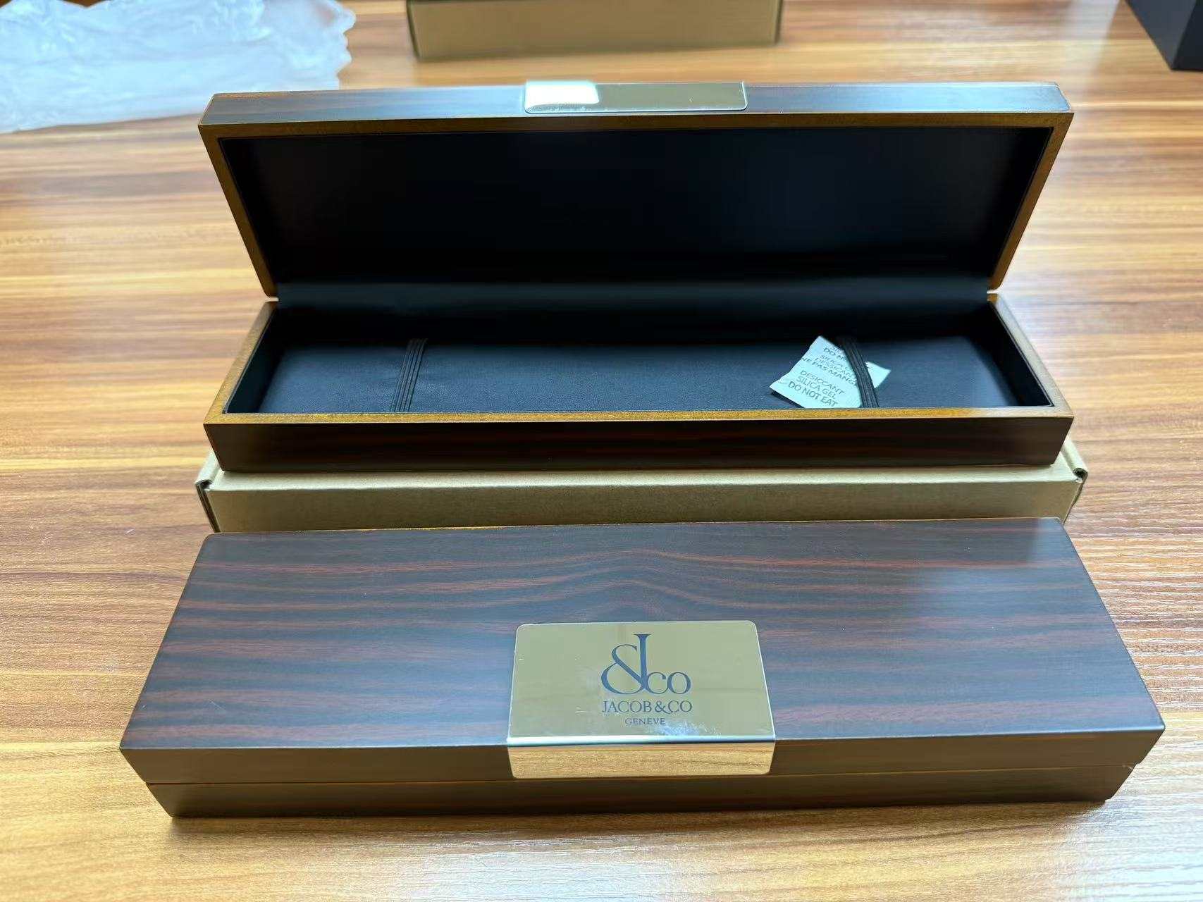 Single Slot Wooden Watch Box with a Custom Metal Logo Plate