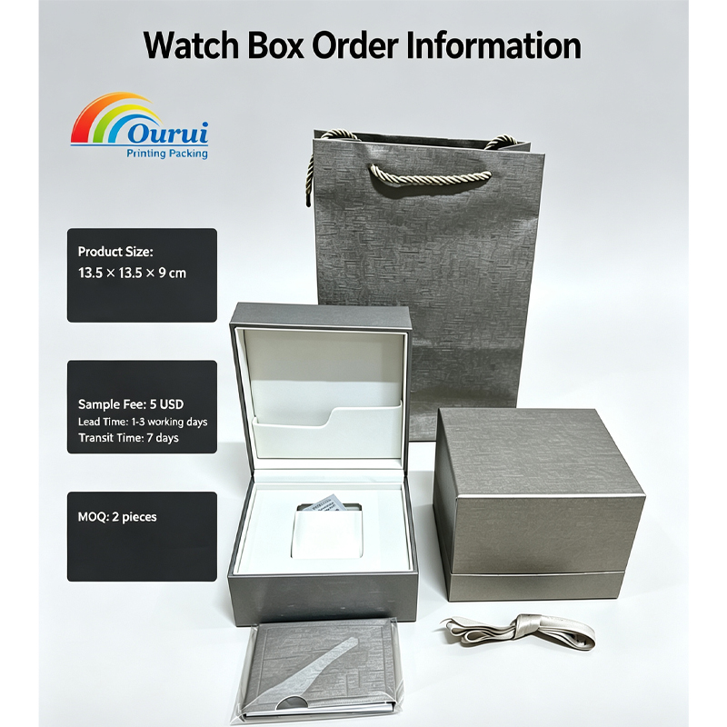 PU Watch Gift Box Set with Gift Bag, Ribbon and Card Holder