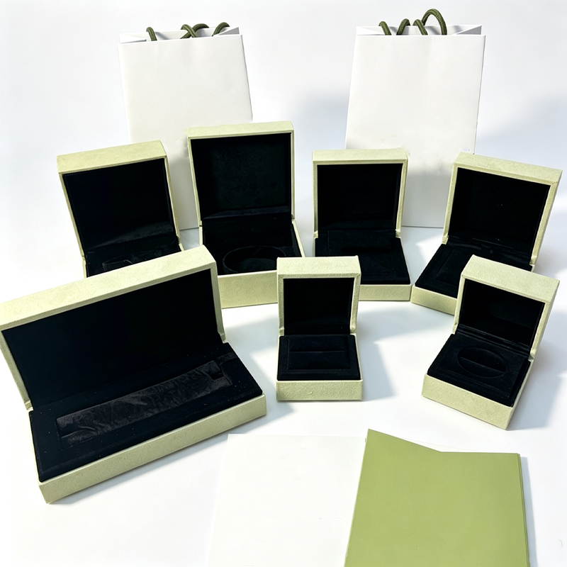 Luxury Green Microfiber Jewelry Gift Box Set, Ring Necklace Bracelet Storage Case