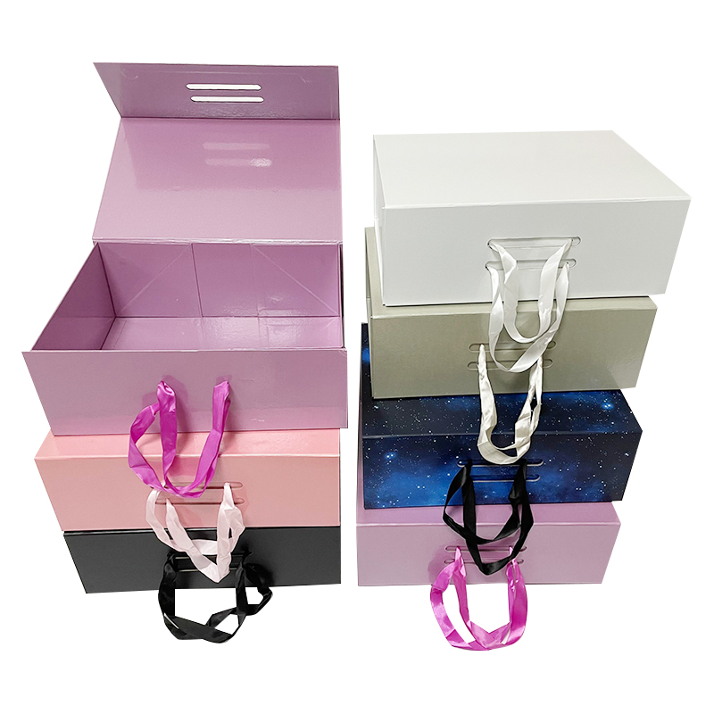 Folding Hand-held Gift Box, Flip-top Ribbon Gift Box, Empty Gift Box, Clothing and Gift Storage Box