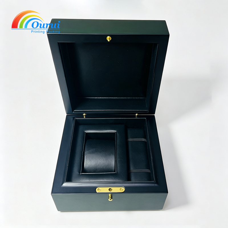 Luxury Green Wooden Single Watch Box, Custom Logo Watch Presentation Box with Full Gift Packaging Set