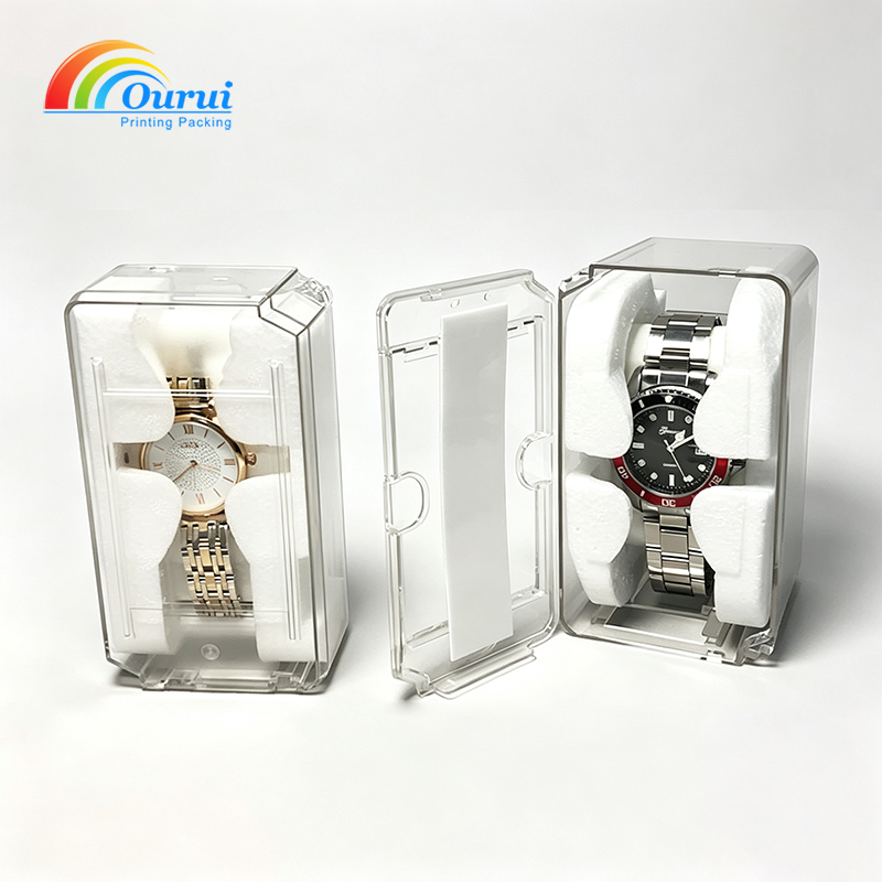 Clear Acrylic Watch Transport Box with Custom EPE Foam Insert