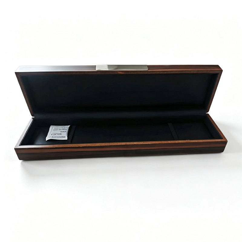 Single Slot Wooden Watch Box with a Custom Metal Logo Plate