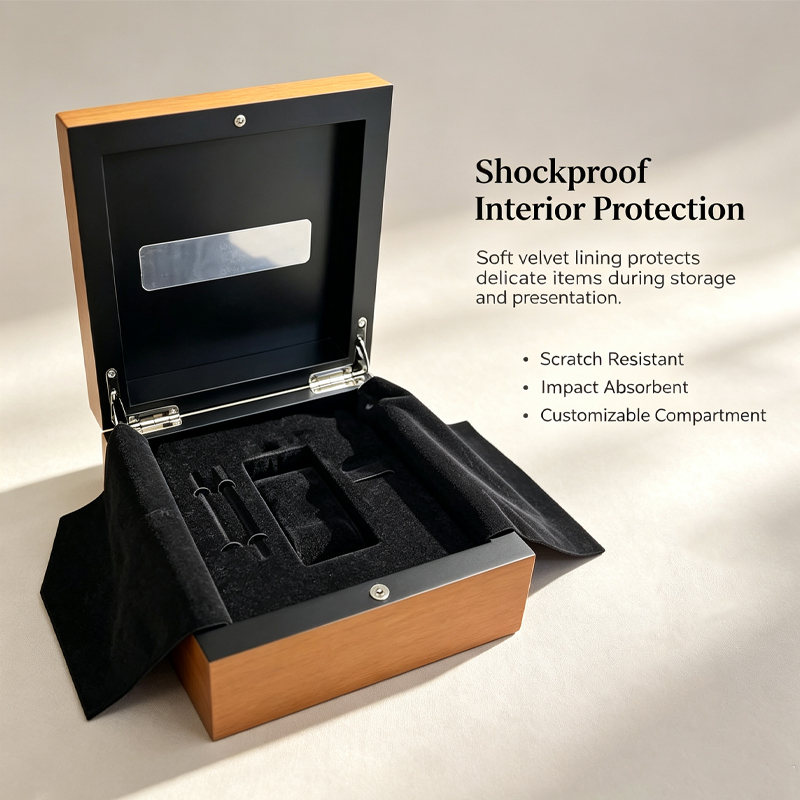 two tone wooden watch gift box luxury hard watch packaging box with velvet lining metal hinge custom logo single wristwatch storage box-1