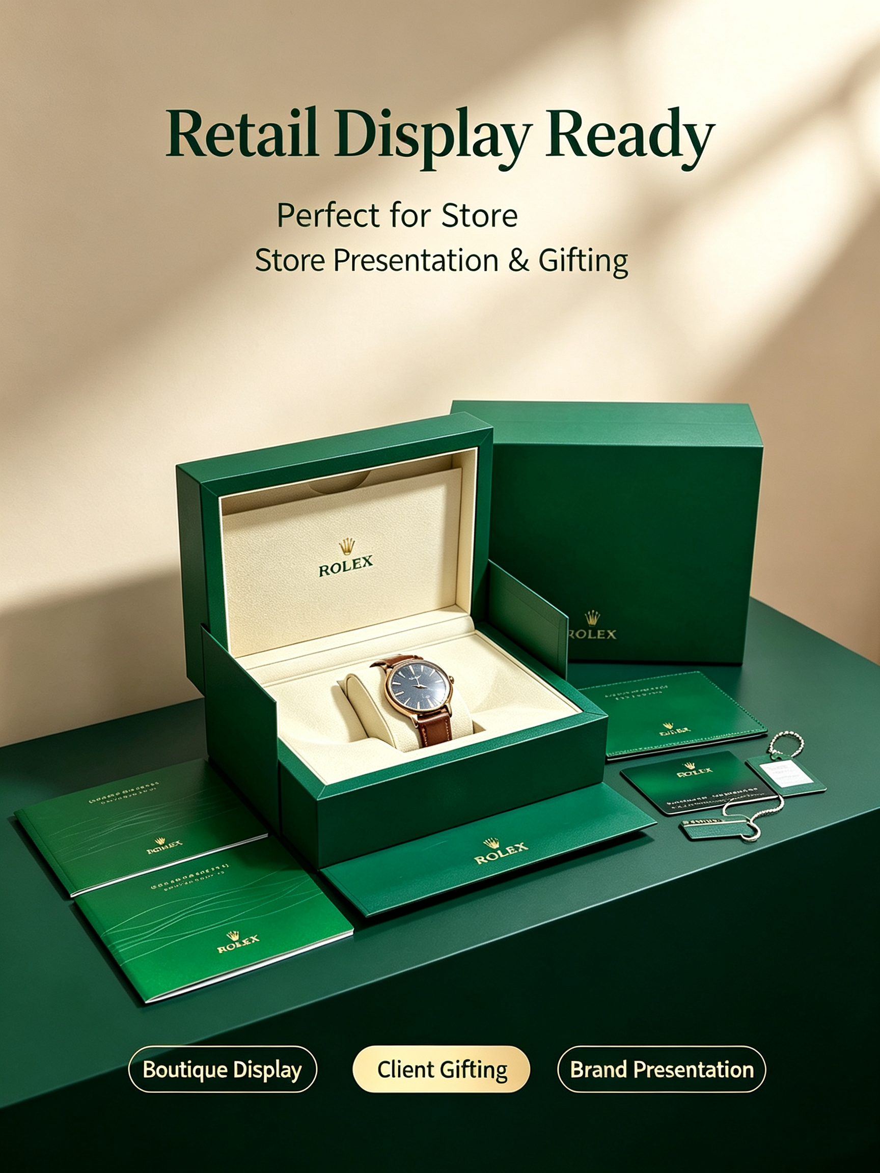 Luxury watch box set with green packaging Luxury watch box set with green packaging