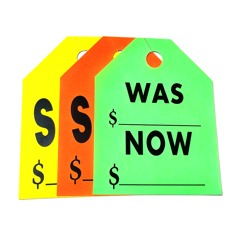 Car Mirror Hang Tags Jumbo Fluorescent 50 per Pack Sale, Fluorescent Orange