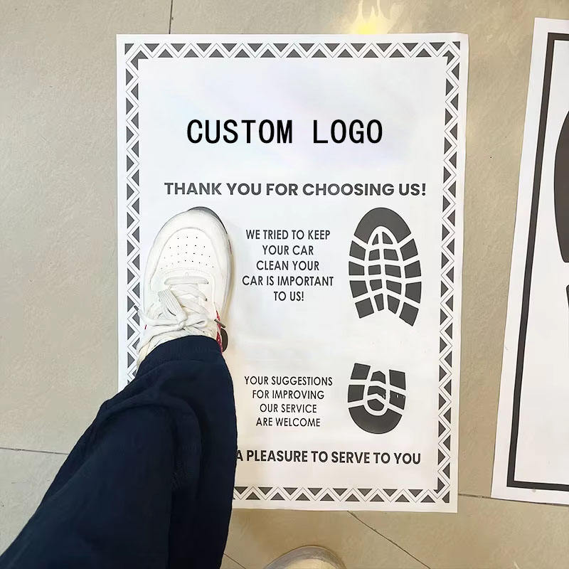 Custom Logo Printed Disposable Paper Car Floor Mats | Car Wash Shop Foot Print Anti-dirt Paper Foot Pads For Auto Detailing Shop