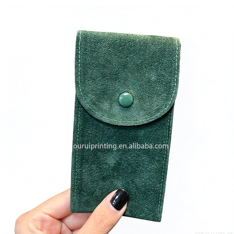 Microfiber Suede Watch Travel Pouch, Portable Single Watch Storage Bag With Snap Button & Inner Watch Cushion