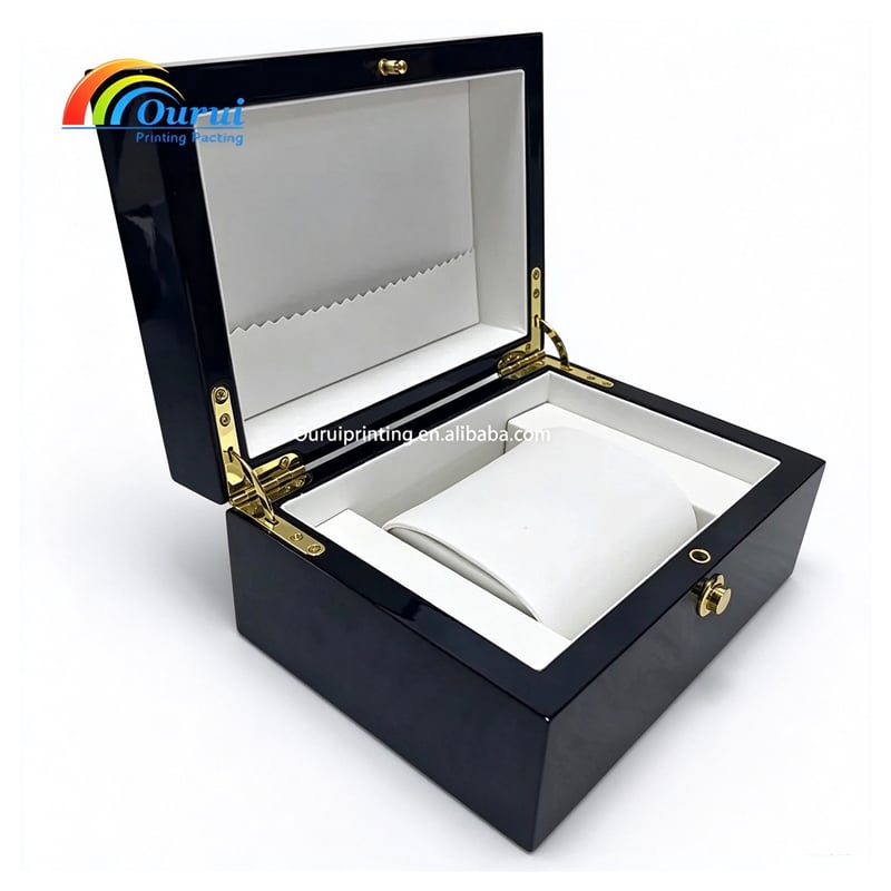 Luxury Gloss Black Wooden Single Watch Box | Watch Storage Gift Case
