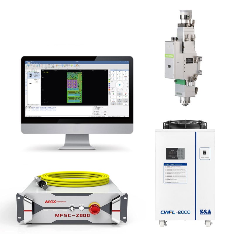 Raytools Laser Head Controller Laser Source 2KW TEYU Chiller 4 In1 Combined Set for Laser Cutting Machine