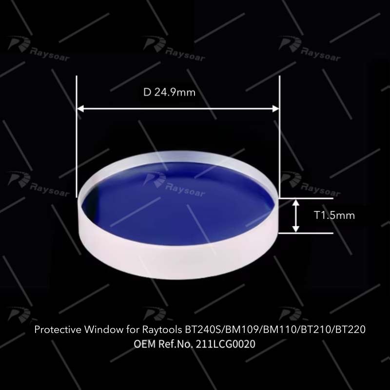 Laser suojaikkuna D24.9*T1.5mm D27.9*T4.1mm Raytools BT240/BT240S/BM109/BM110/BT210/BT220:lle