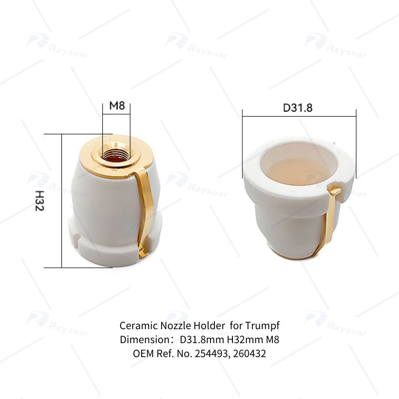 Laser Ceramic Nozzle Holder  D31.8mm H32mm M8 260432 For Trumpf Laser Cutting Machine