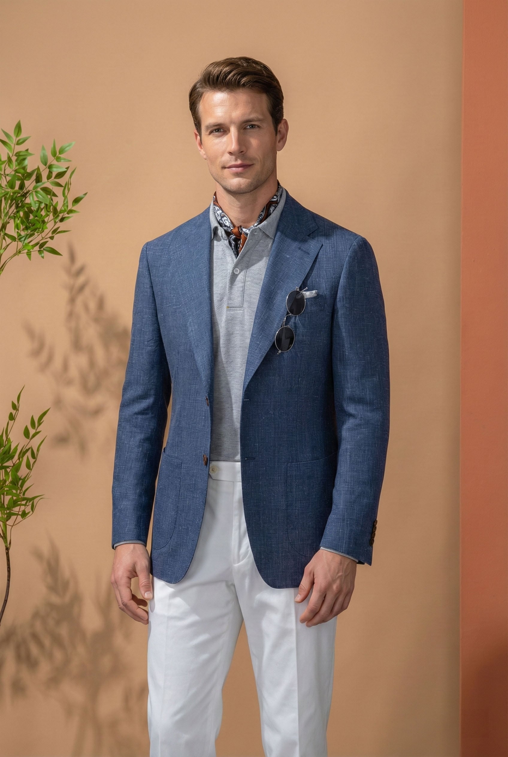 Der Riviera Strukturierter Marineblazer | Mélange Webung