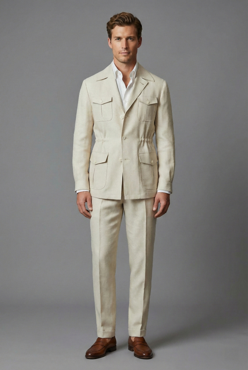 Die Savannah-Bambus-Safari-Jacke | Haferfarbenes Mélange