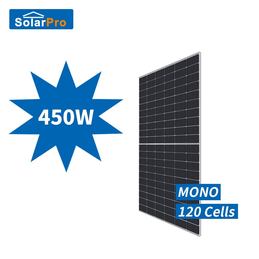 450 Vt quvvatga ega yarim hujayrali quyosh paneli Mono turi