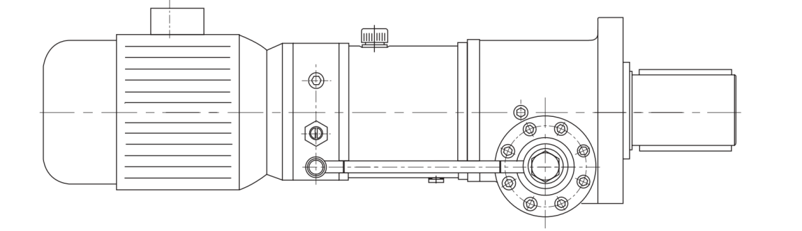 Gear and rack swing hydraulic cylinder details