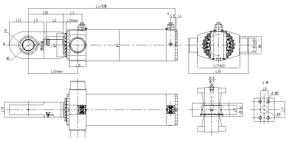 UYφ450-1000 series 25Mpa  metallurgical and heavy duty machinery hydraulic cylinder details