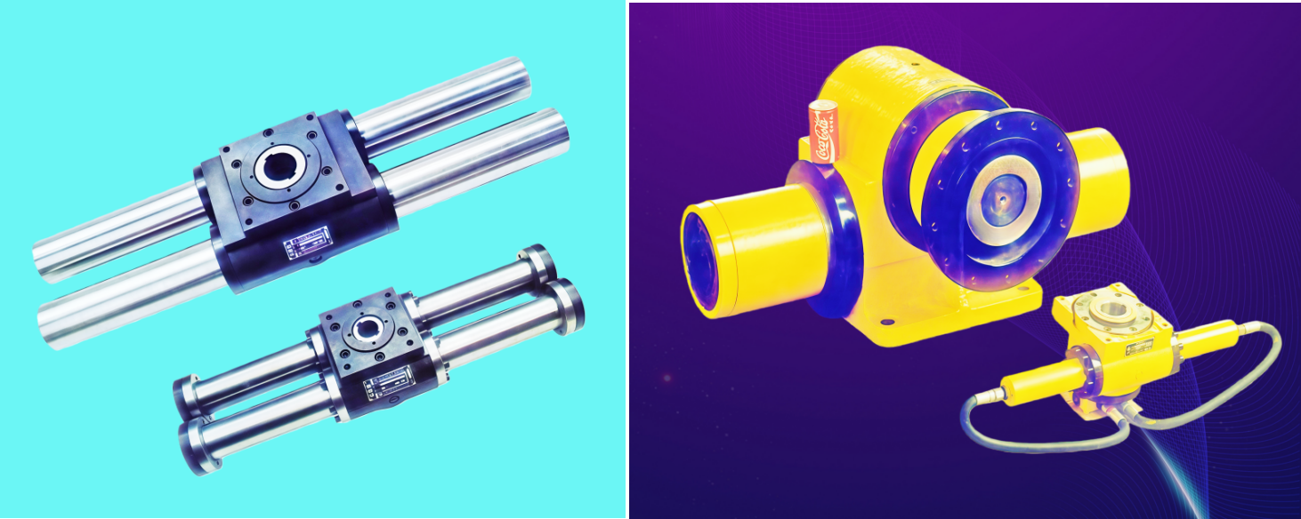 Gear and rack swing hydraulic cylinder details
