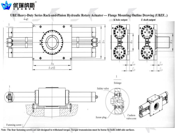 UB Heavy-Duty Gear-Rack Oscillating Hydraulic Cylinder (UBZ) supplier