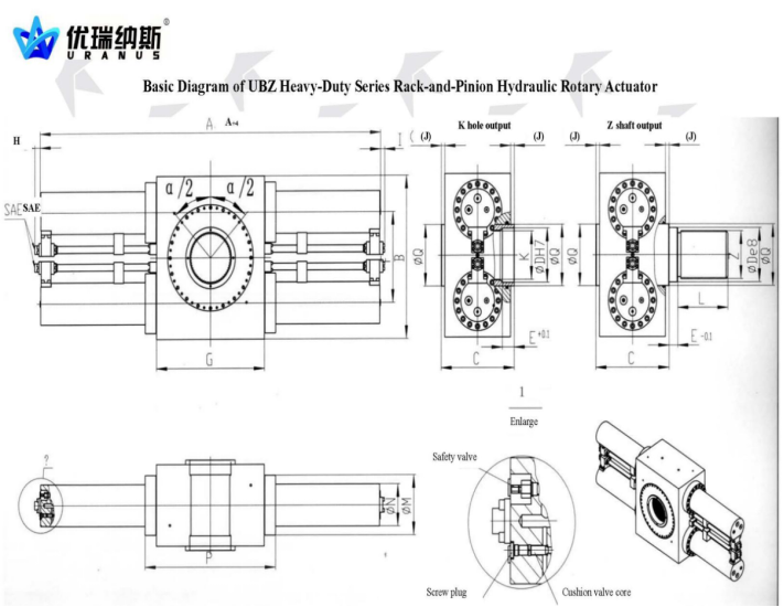 UB Heavy-Duty Gear-Rack Oscillating Hydraulic Cylinder (UBZ) details