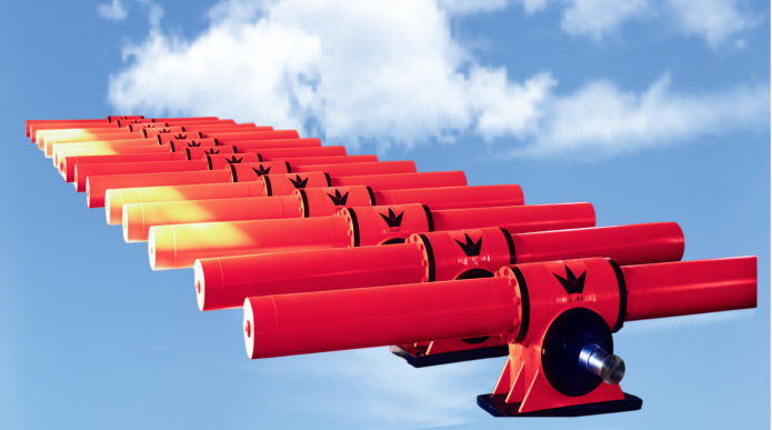 Gear and rack swing hydraulic cylinder details