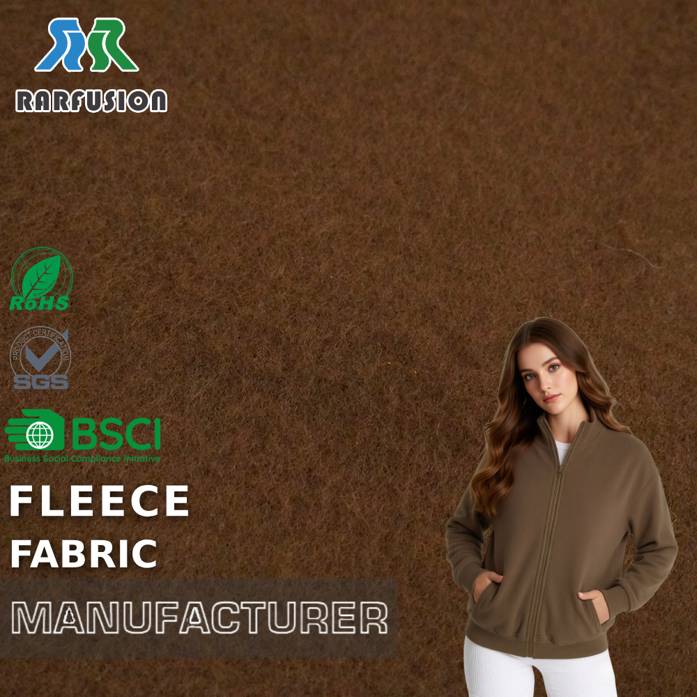 Factory Wholesale Classic Solid Coffee Brown Plain Polar Fleece Fabric for  Jackets Casual Outerwear