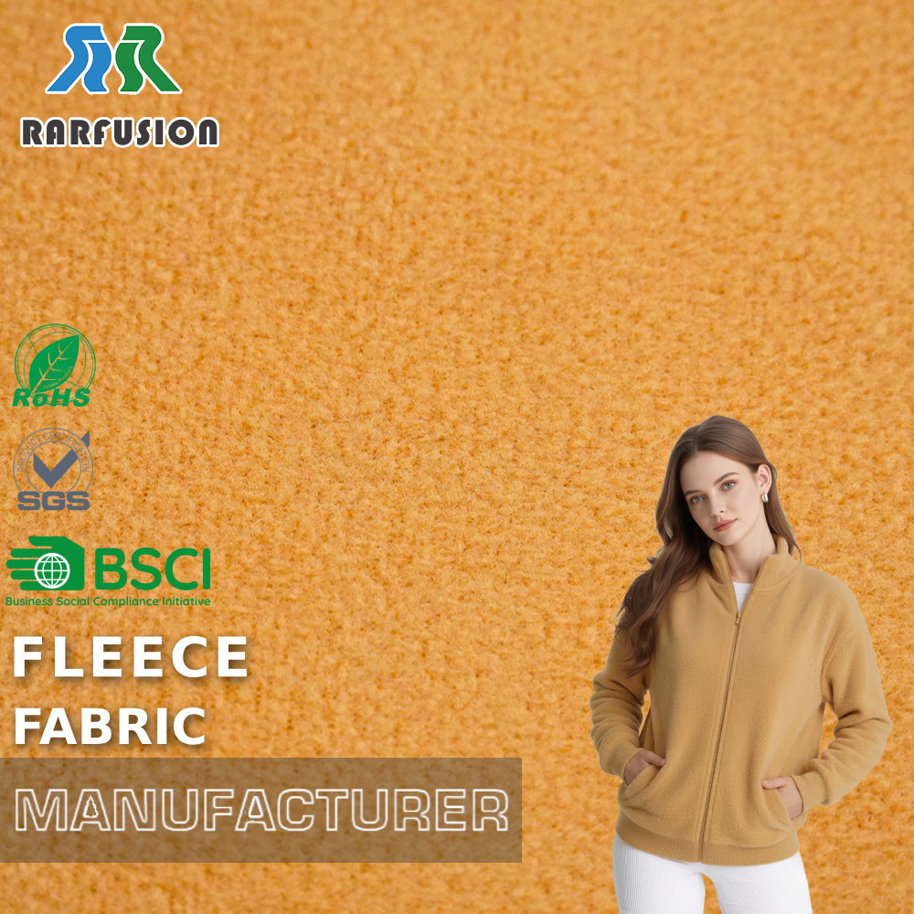 Hot Sale Vintage Mustard Yellow Solid Plain Polar Fleece Fabric for Jackets Casual Loungewear Daily Outerwear